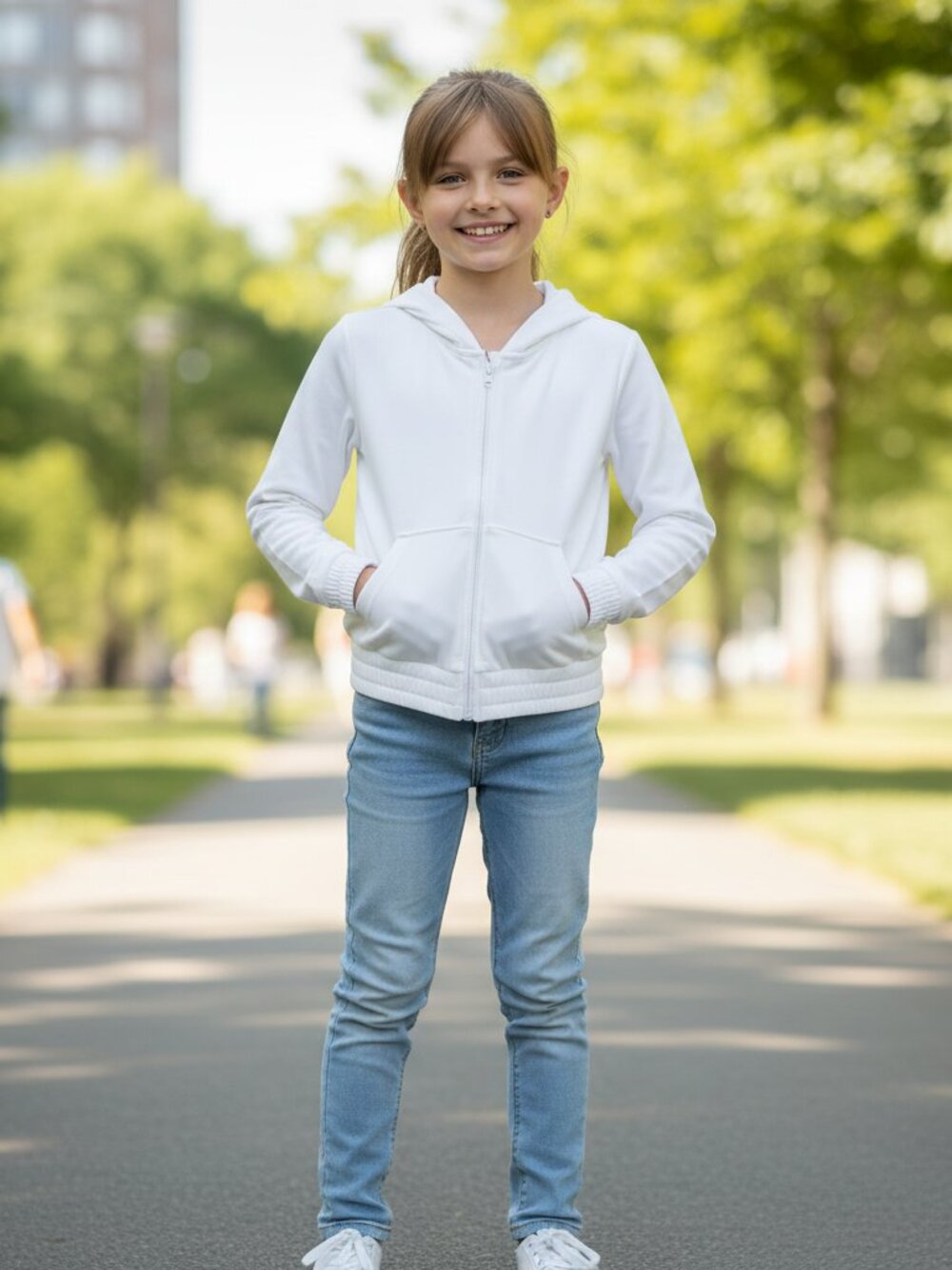 Zella Kids Soft Full Zip Hoodie White  Size 10/12